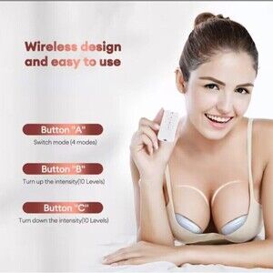 Breast‎ Massager Reduce Pain Swelling Red Light Therapy Chest Wireless 10 Levels